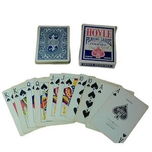 1983 Pinochle Playing Cards Complete Deck Stancraft Hoyle Shell Back Blue